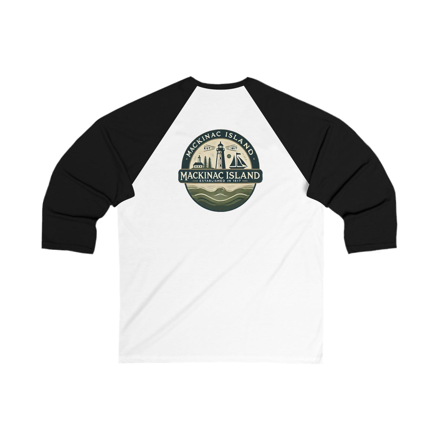 Vintage Mackinac Island Men's 3/4 Sleeve Baseball Tee