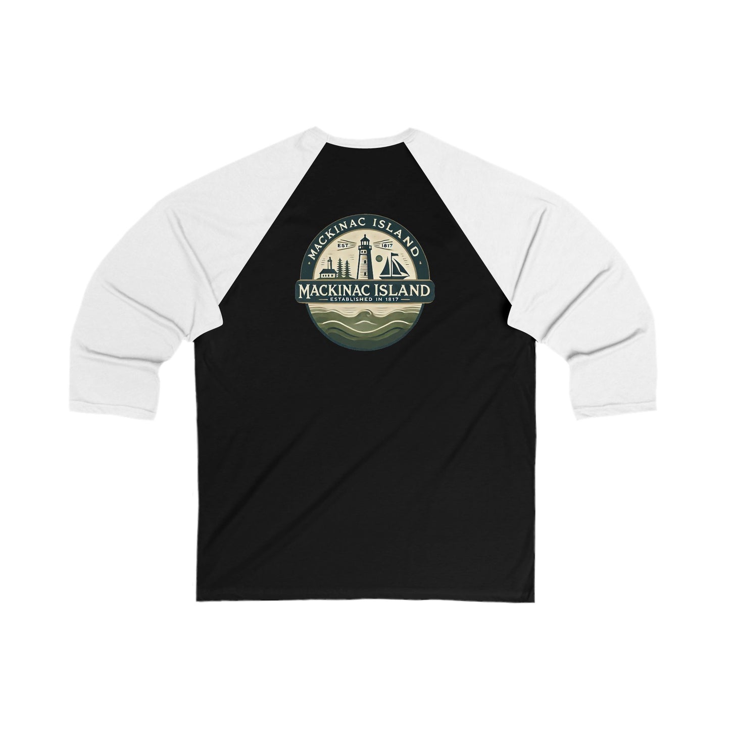 Vintage Mackinac Island Men's 3/4 Sleeve Baseball Tee