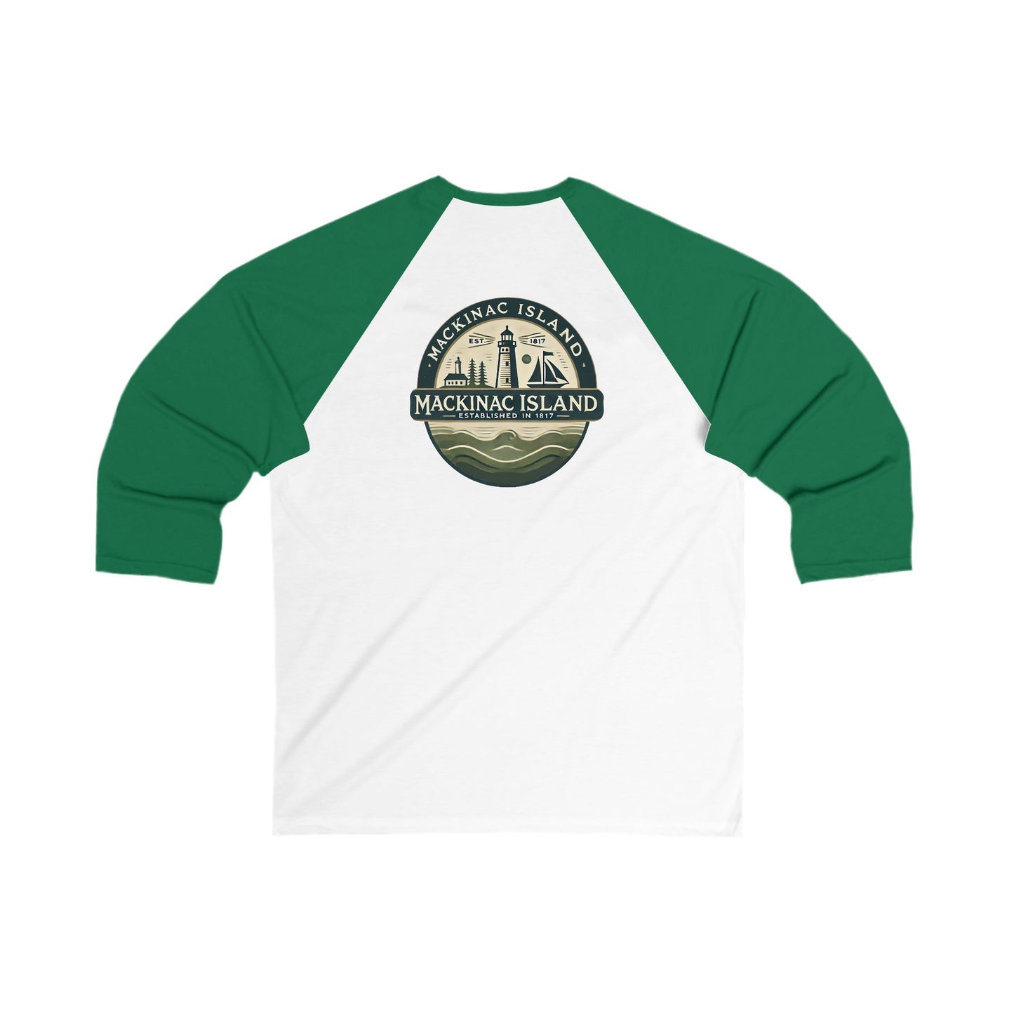 Vintage Mackinac Island Men's 3/4 Sleeve Baseball Tee