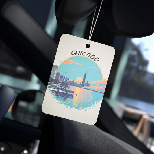 Retro Chicago Sunset Car Air Freshener
