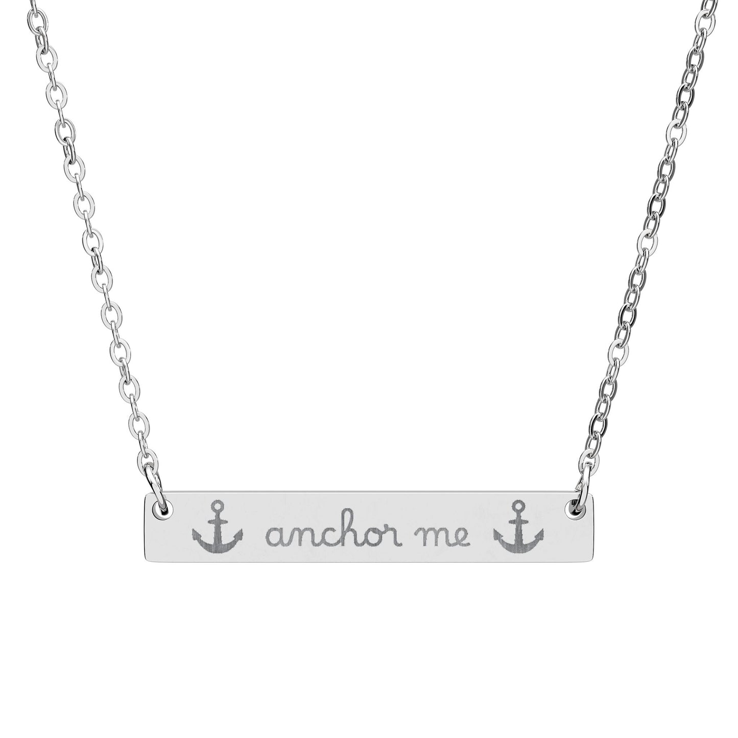 Anchor Me — Engraved Bar Necklace
