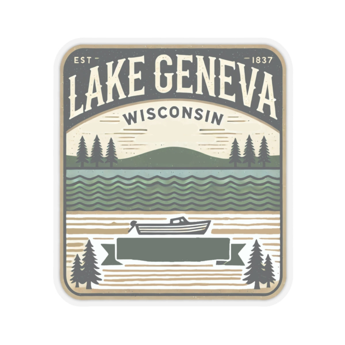 Vintage Lake Geneva Kiss-Cut Sticker