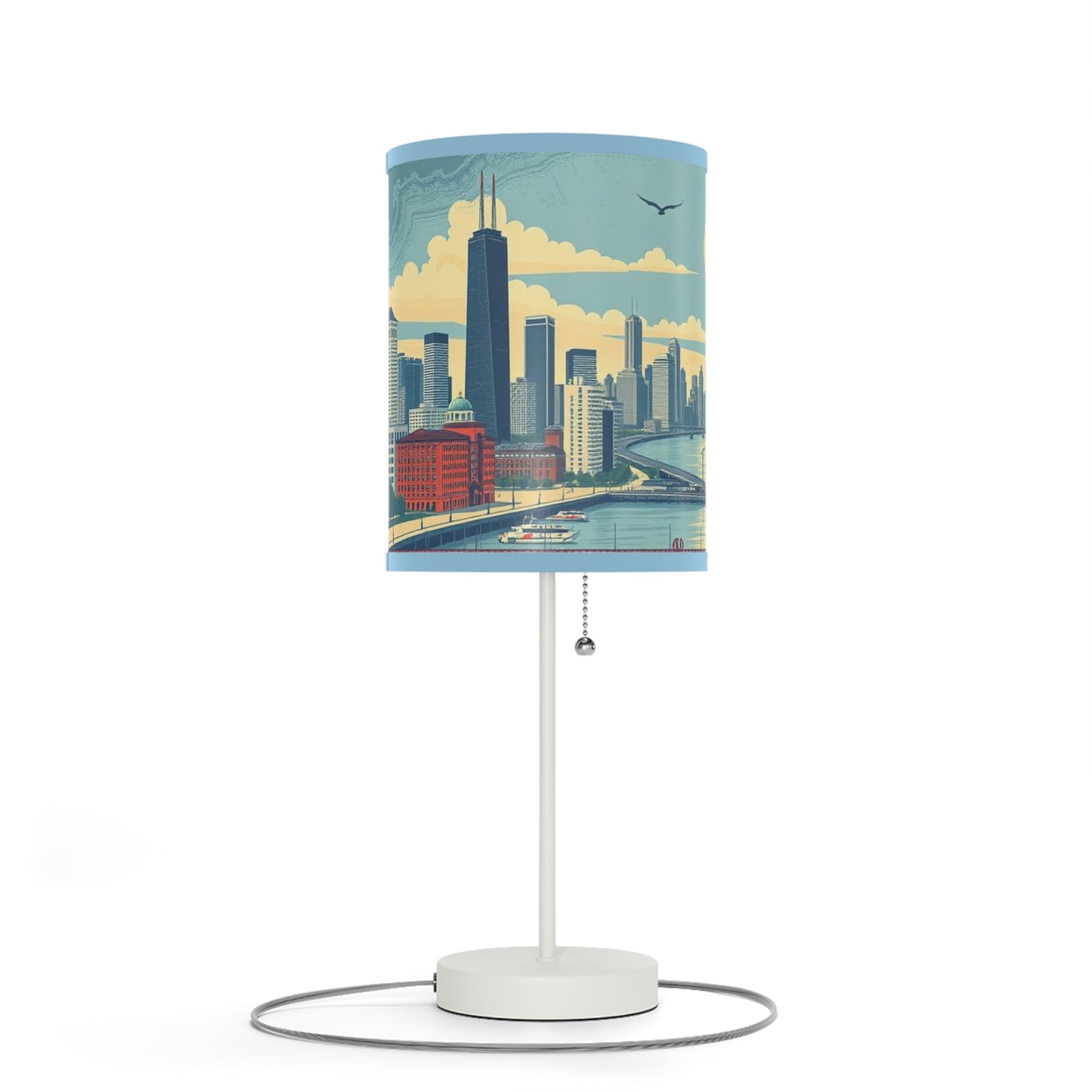 Retro Chicago Skyline Lamp on a Stand