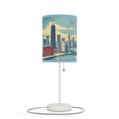Retro Chicago Skyline Lamp on a Stand