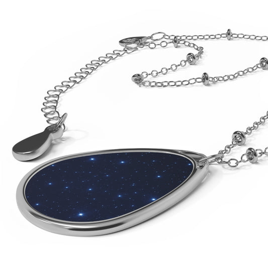 Starry Night Silver Teardrop Pendant Necklace