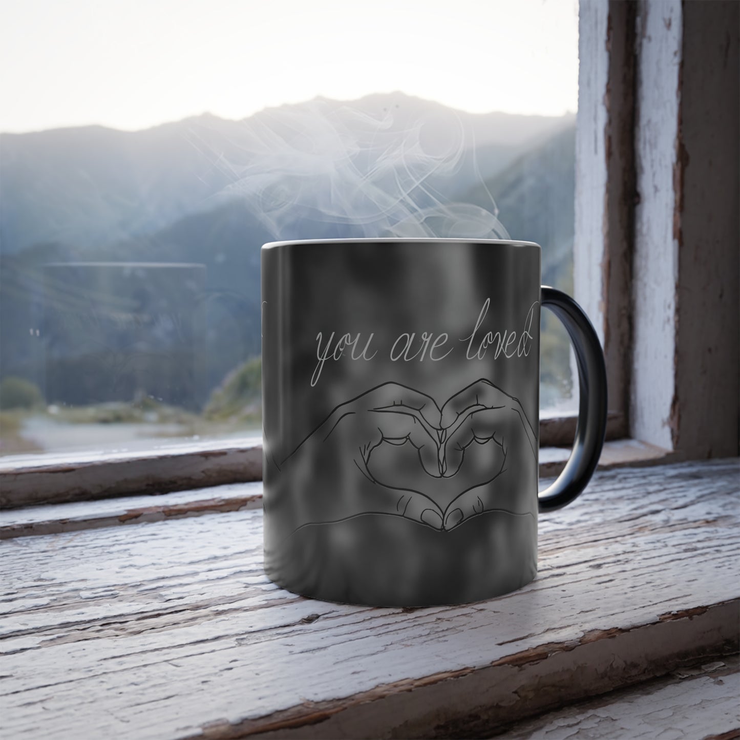 You Are Loved (Heart Hands) Color Morphing Mug