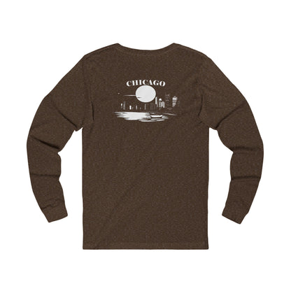 Mystery Noir Chicago Skyline Sunset Unisex Jersey Long Sleeve Tee