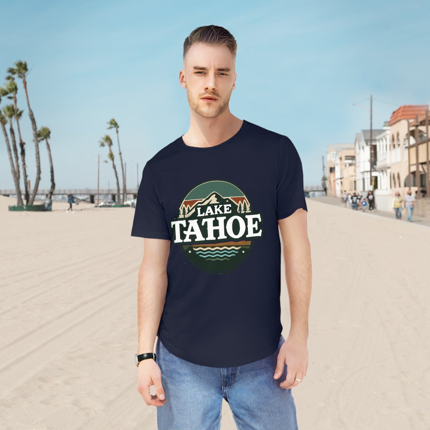 Vintage Lake Tahoe Men's Jersey Curved Hem Tee