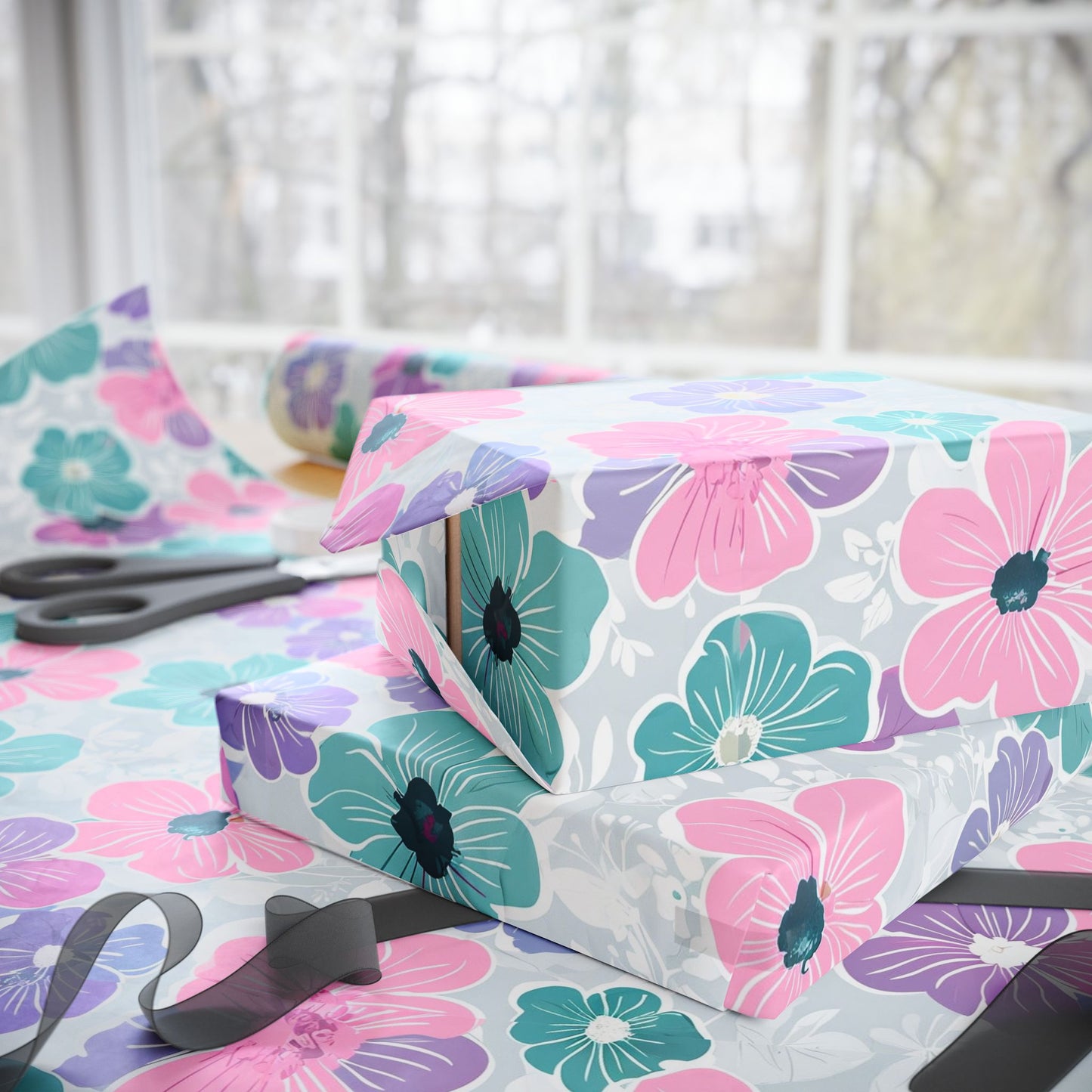 Pastel Floral Print Wrapping Paper