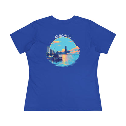 Retro Chicago Sunset Women's Cotton Tee
