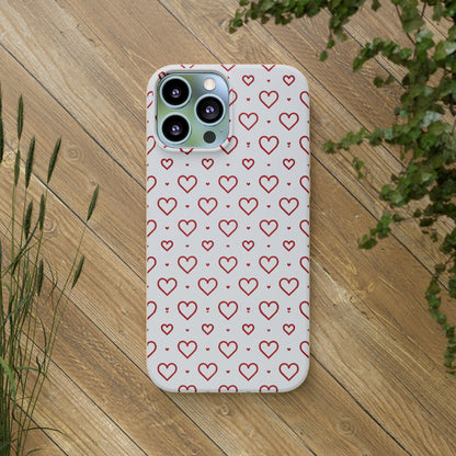 Red Hearts Print MagSafe Biodegradable Phone Case