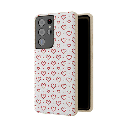 Red Hearts Print MagSafe Biodegradable Phone Case