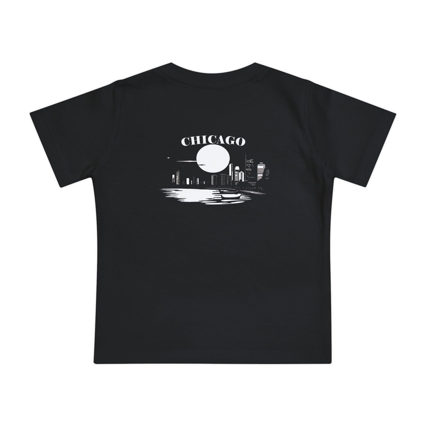 Mystery Noir Chicago Skyline Sunset Unisex Baby Short Sleeve T-Shirt