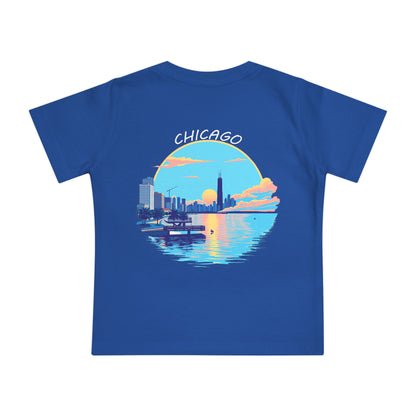 Retro Chicago Sunset Unisex Baby Short Sleeve T-Shirt