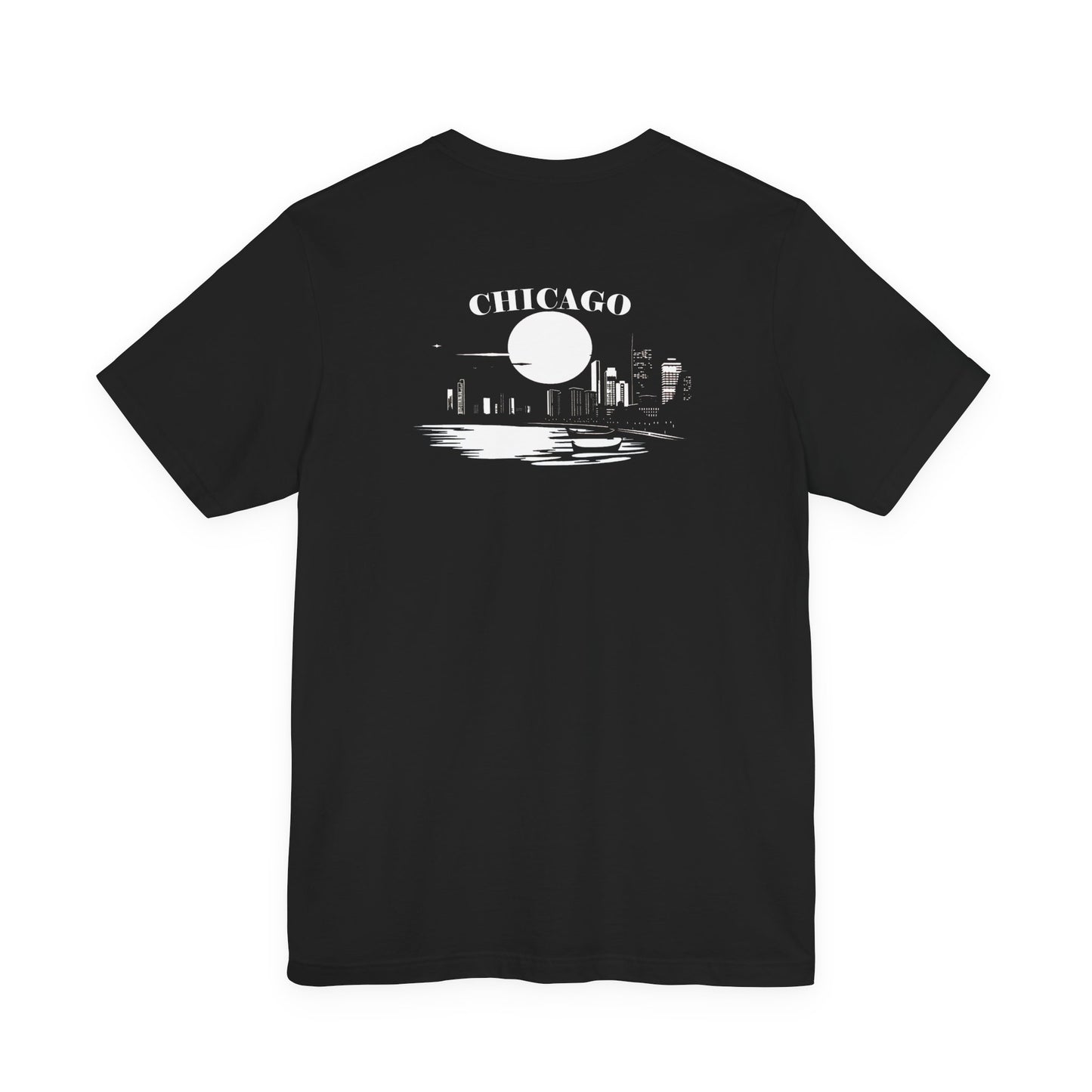 Mystery Noir Chicago Skyline Sunset Unisex Jersey Short Sleeve Tee