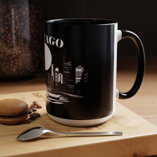 Mystery Noir Chicago Skyline Sunset Accent Coffee Mug