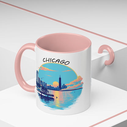 Retro Chicago Sunset Accent Coffee Mug