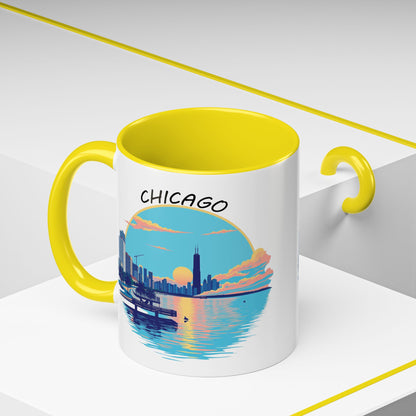 Retro Chicago Sunset Accent Coffee Mug