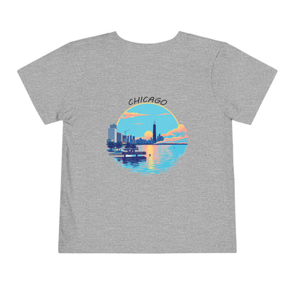 Retro Chicago Sunset Unisex Toddler Short Sleeve Tee