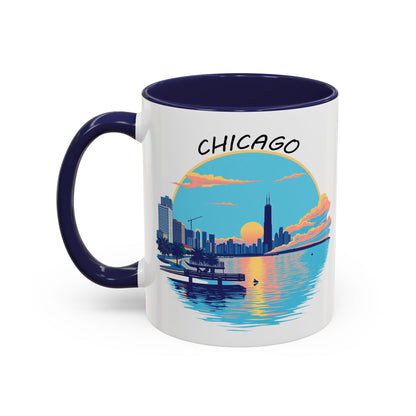 Retro Chicago Sunset Accent Coffee Mug