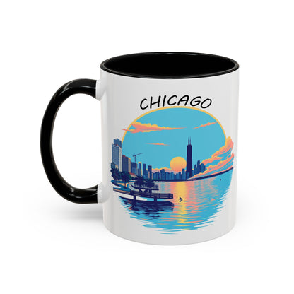 Retro Chicago Sunset Accent Coffee Mug