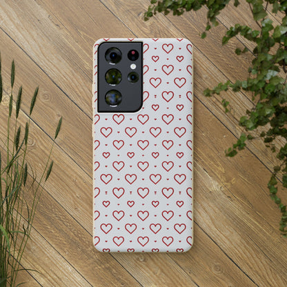Red Hearts Print MagSafe Biodegradable Phone Case