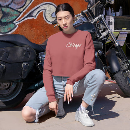 Elegant Chicago Skyline Women's Cropped Sweatshirt