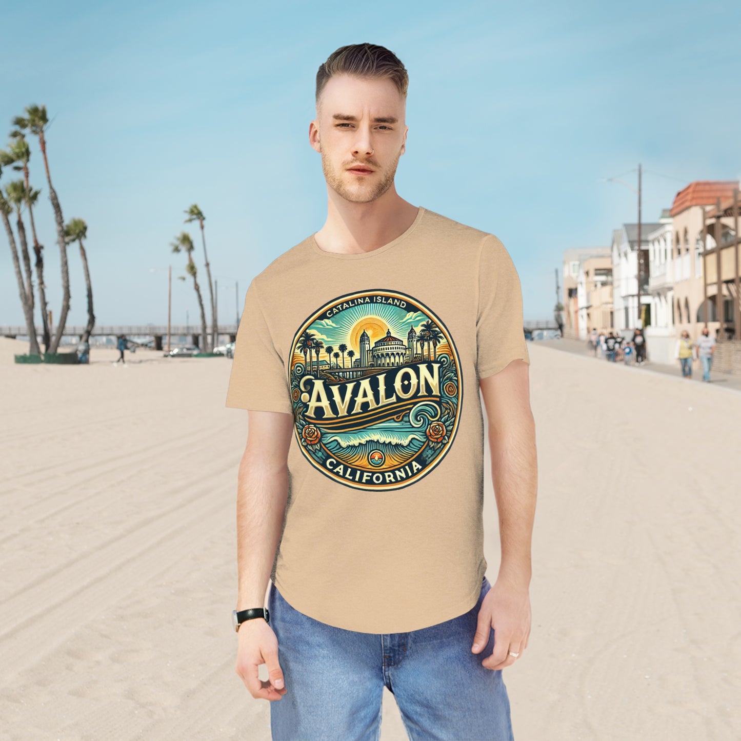 Elegant Avalon Men's Jersey Curved Hem Tee