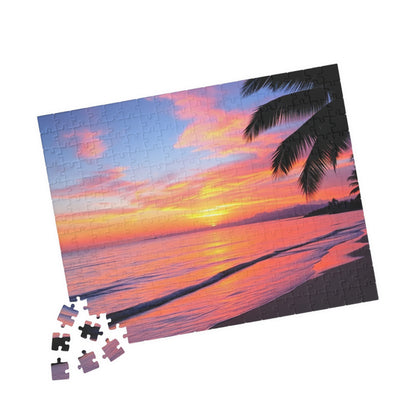 Tropical Beach at Sunset Jigsaw Puzzle