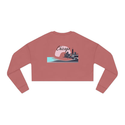 Elegant Chicago Skyline Women's Cropped Sweatshirt