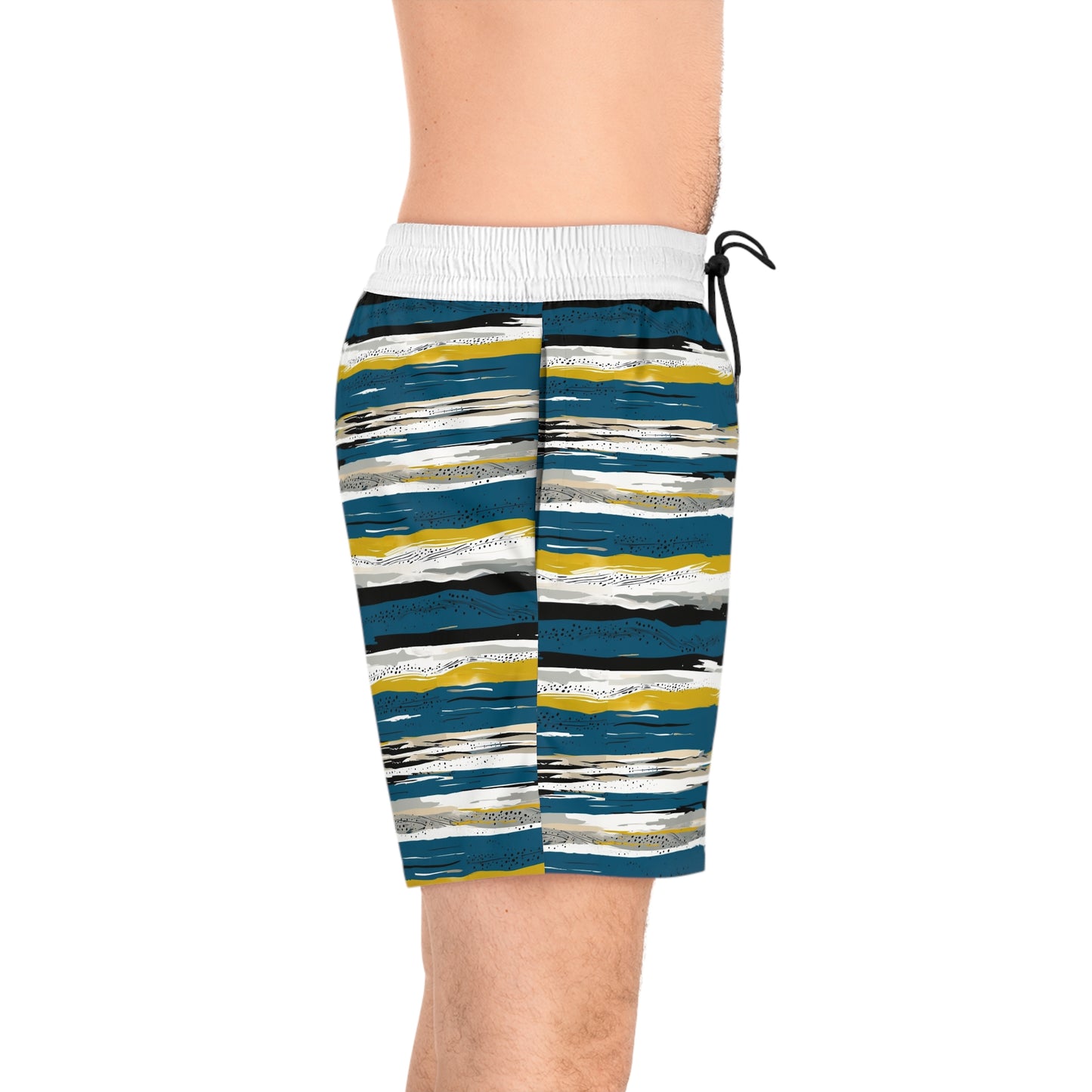 Striped Coastal Design Men's Mid-Length Swim Shorts