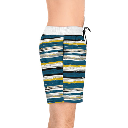 Striped Coastal Design Men's Mid-Length Swim Shorts