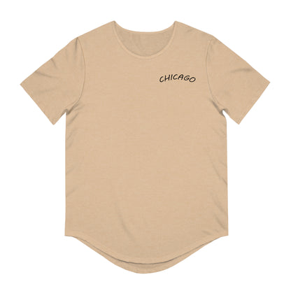 Retro Chicago Sunset Men's Jersey Curved Hem Tee
