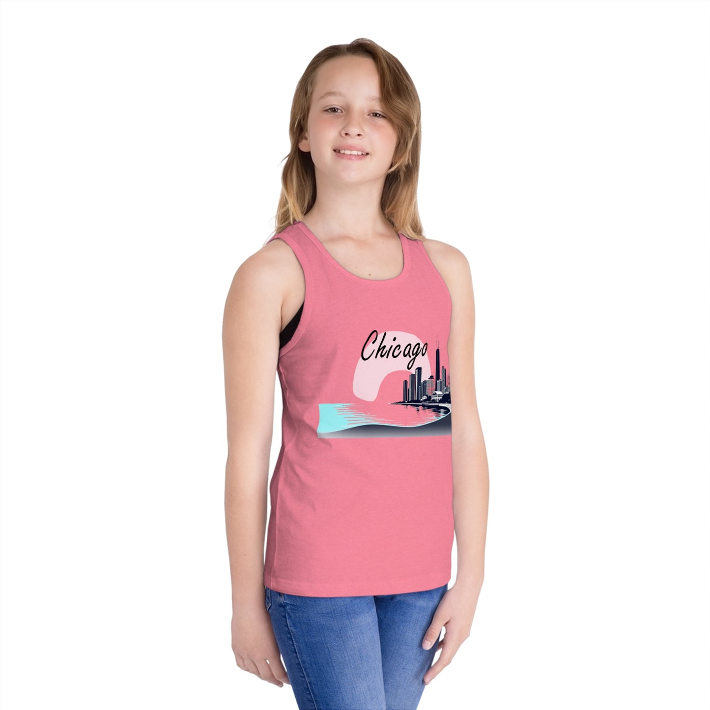 Elegant Chicago Skyline Unisex Kids Jersey Tank Top