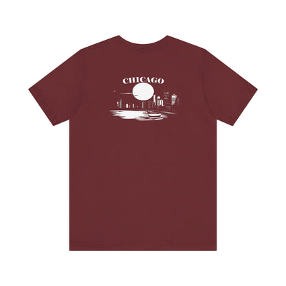 Mystery Noir Chicago Skyline Sunset Unisex Jersey Short Sleeve Tee