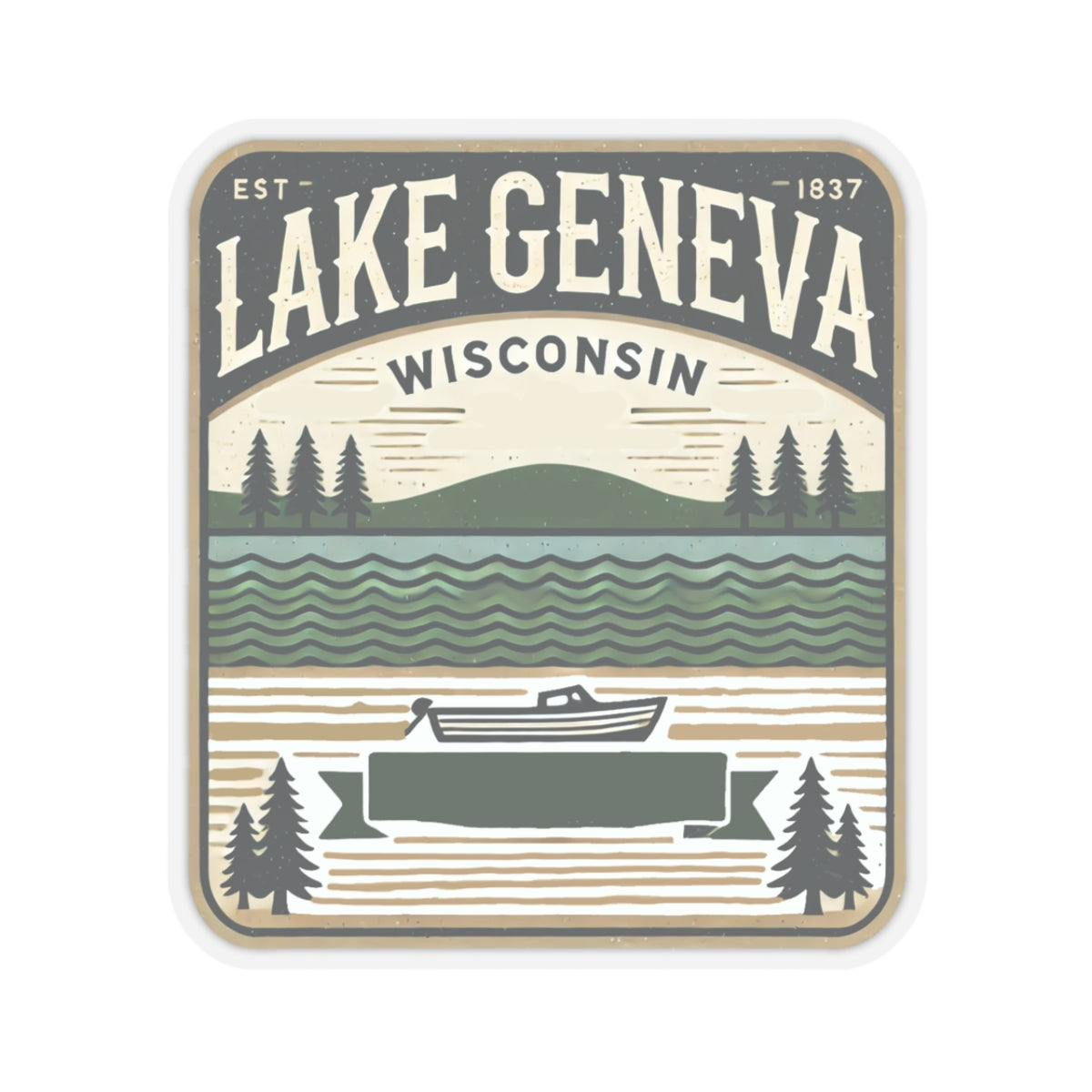 Vintage Lake Geneva Kiss-Cut Sticker