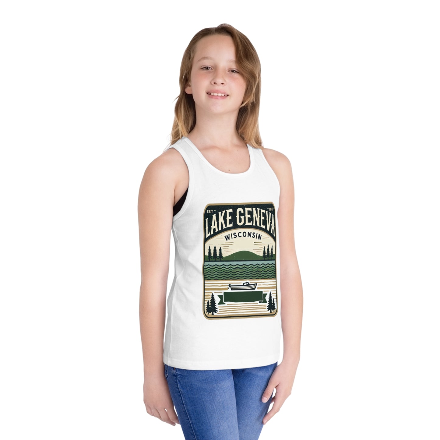 Vintage Lake Geneva Unisex Kids Jersey Tank Top