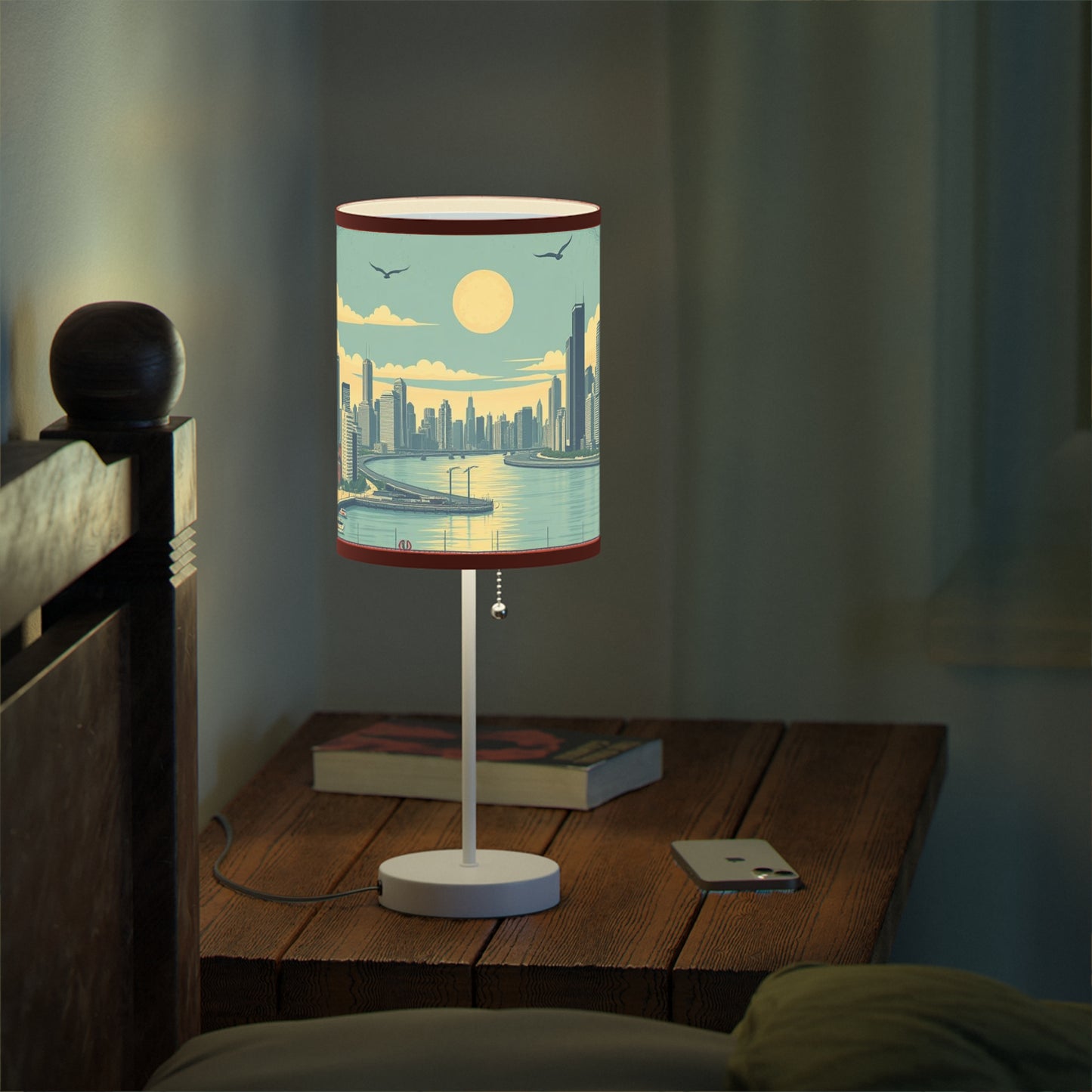 Retro Chicago Skyline Lamp on a Stand