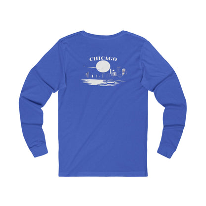 Mystery Noir Chicago Skyline Sunset Unisex Jersey Long Sleeve Tee