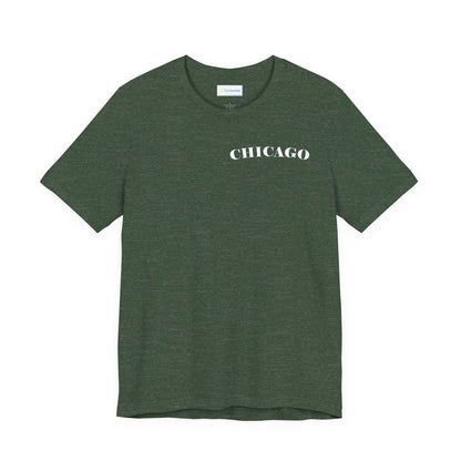 Mystery Noir Chicago Skyline Sunset Unisex Jersey Short Sleeve Tee