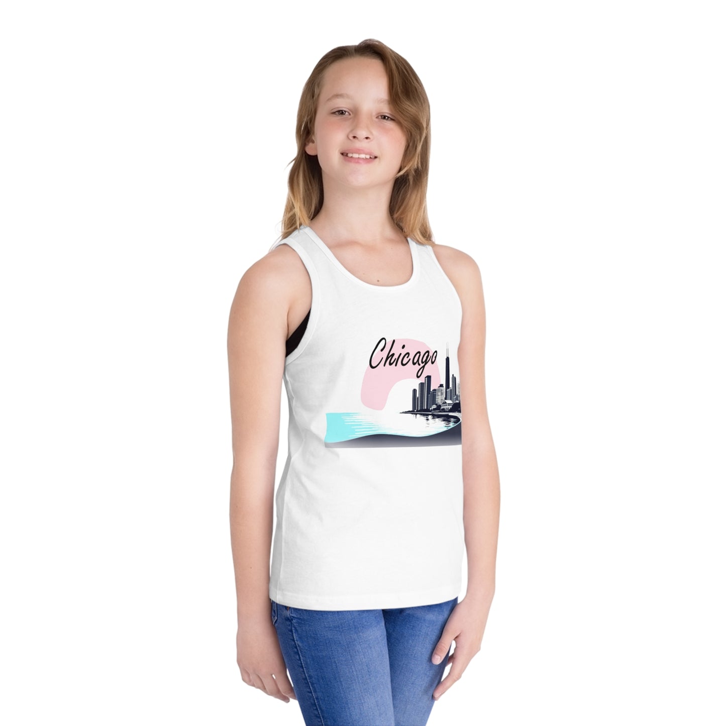 Elegant Chicago Skyline Unisex Kids Jersey Tank Top