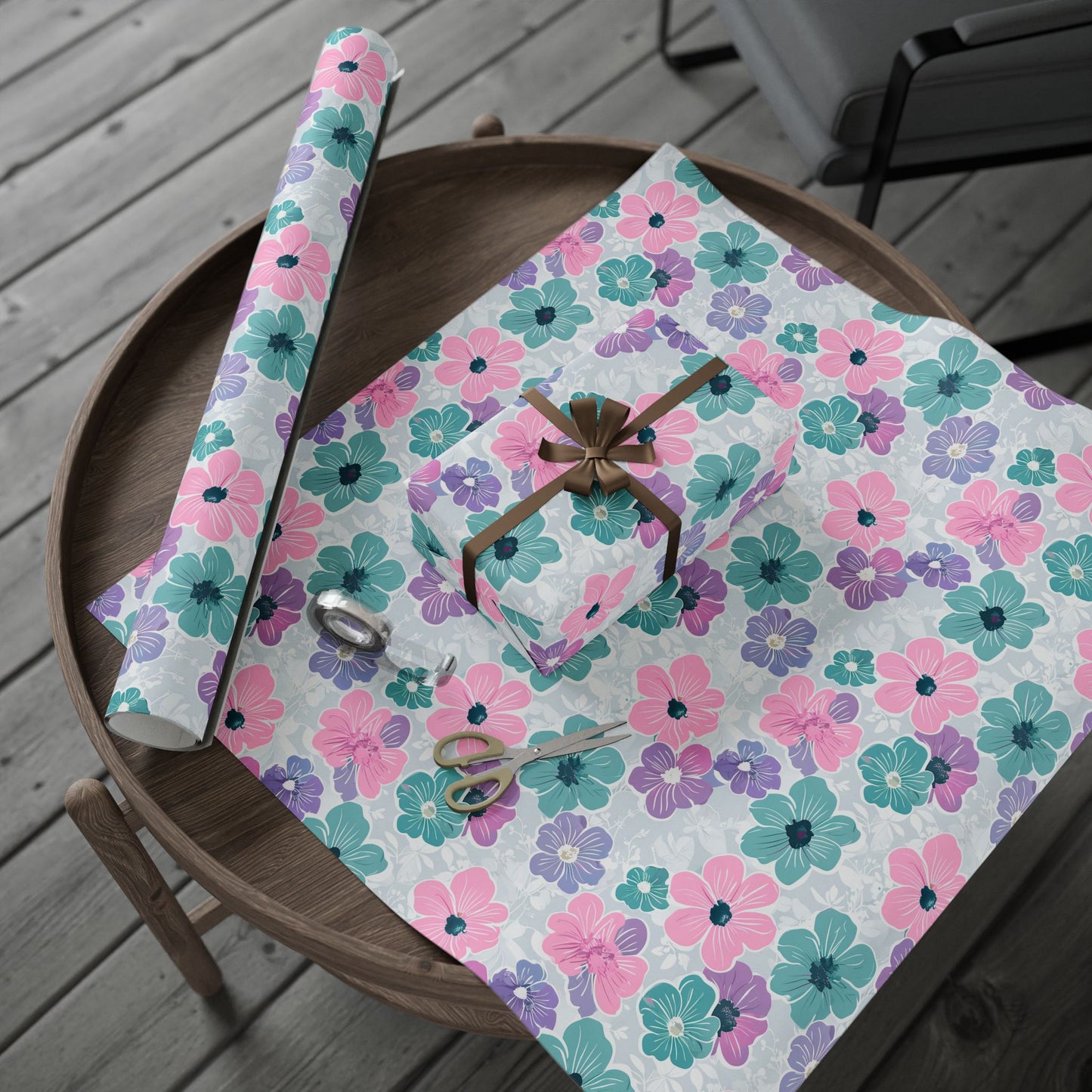 Pastel Floral Print Wrapping Paper