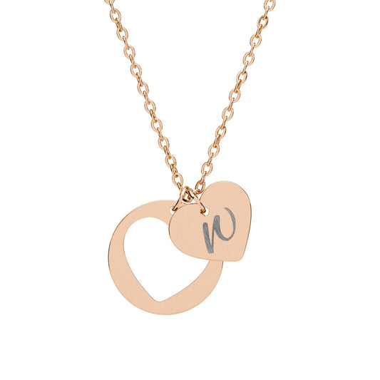 Sweetheart Initial 'w' — Engraved Heart Cutout Necklace