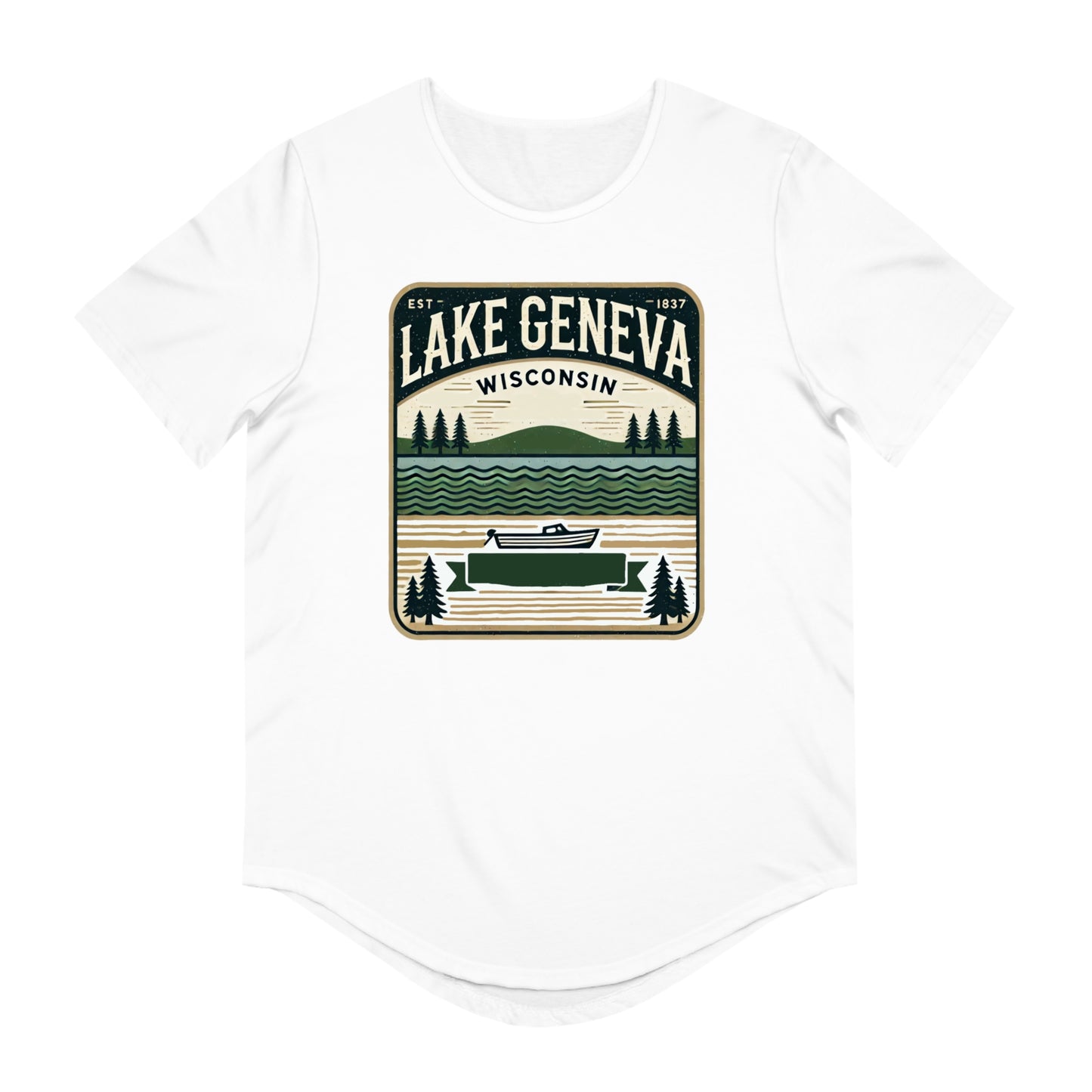 Vintage Lake Geneva Men's Jersey Curved Hem Tee