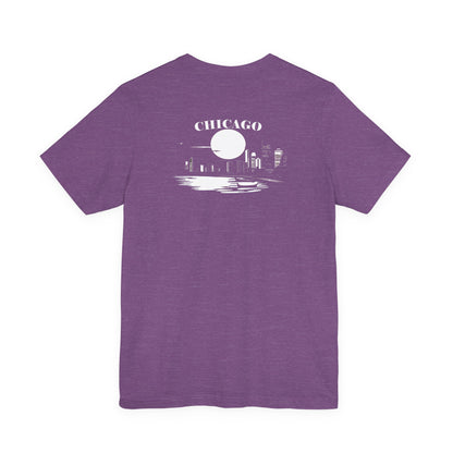 Mystery Noir Chicago Skyline Sunset Unisex Jersey Short Sleeve Tee