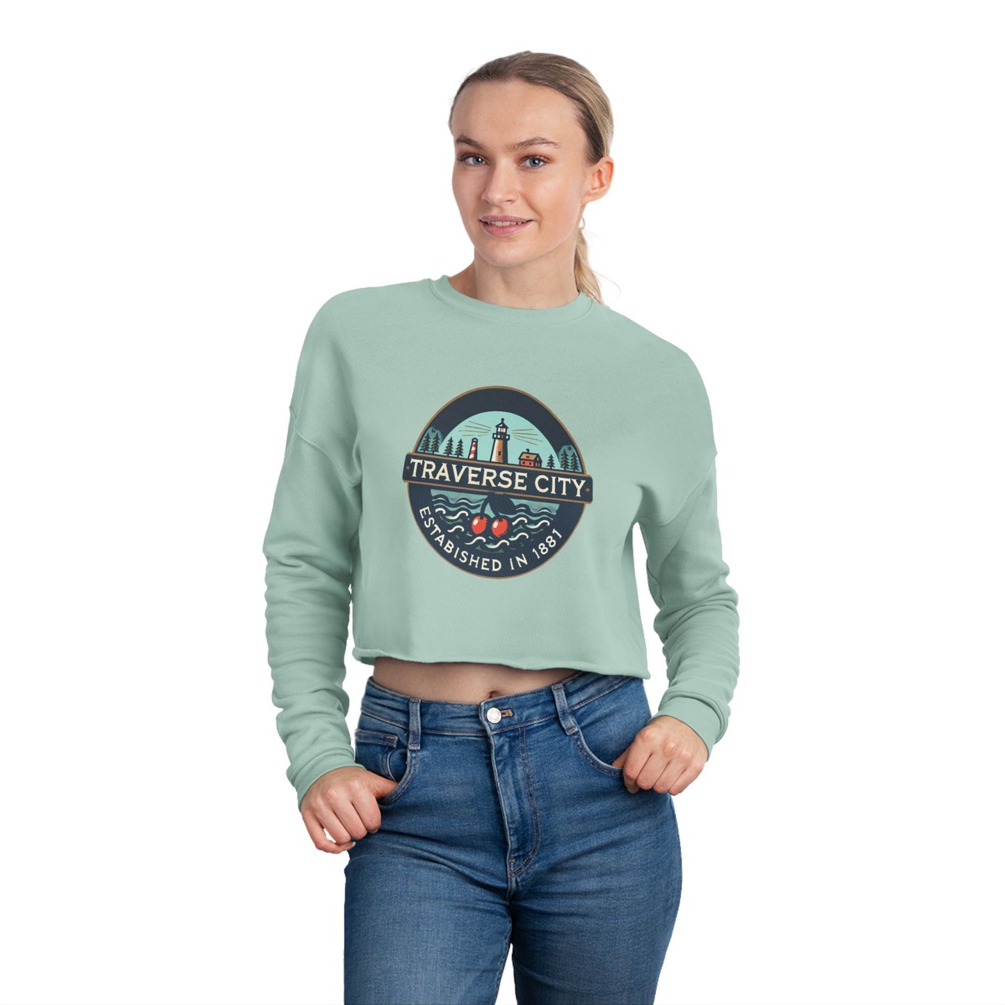 Vintage Traverse City Women's Cropped Sweatshirt