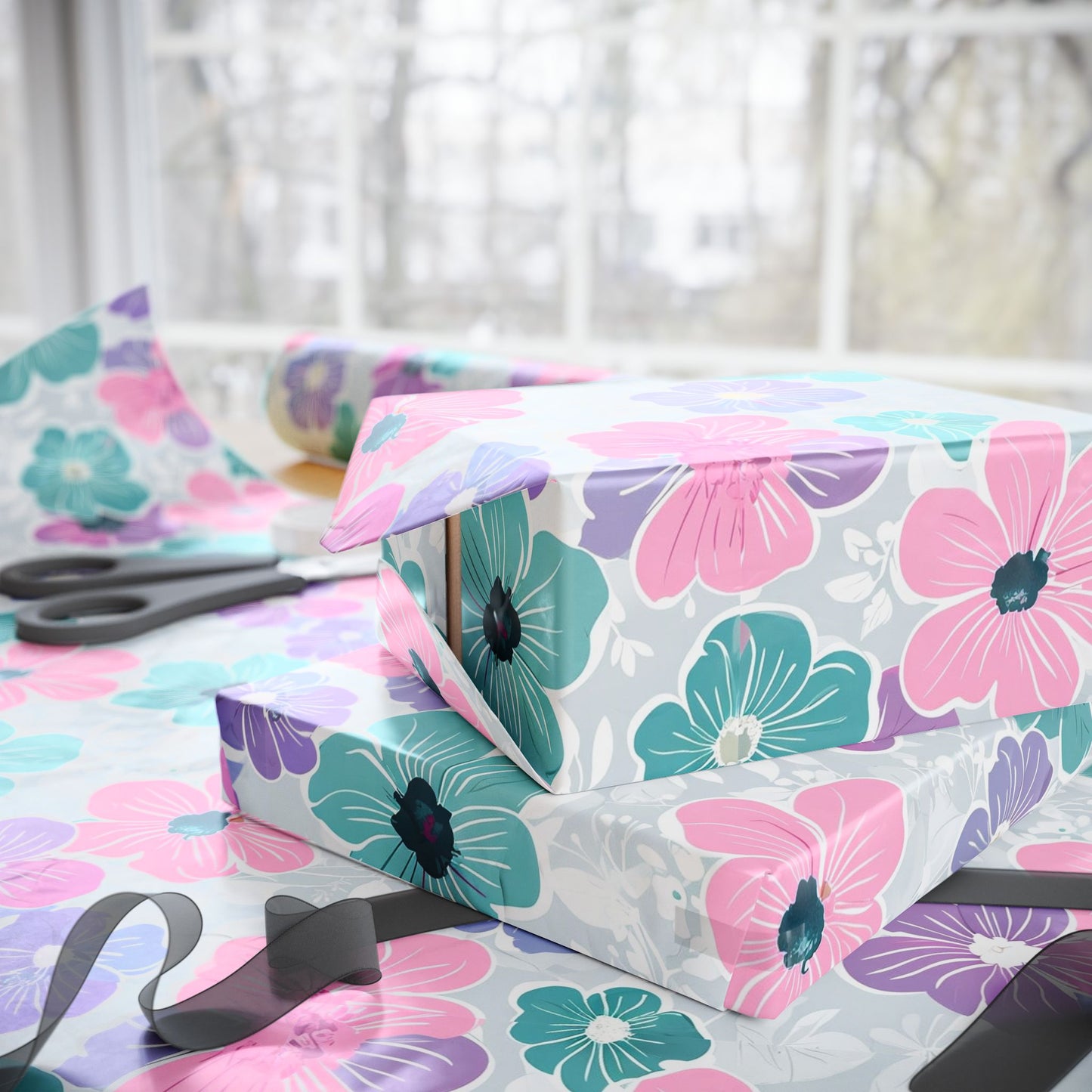Pastel Floral Print Wrapping Paper