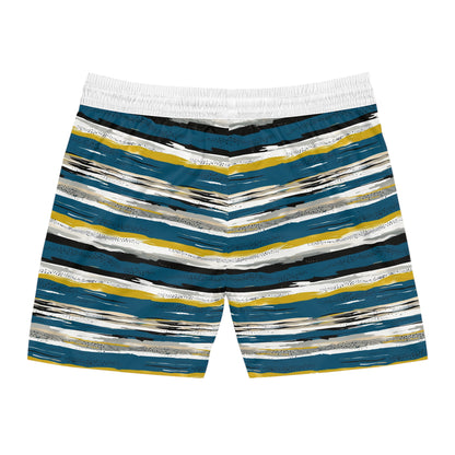 Striped Coastal Design Men's Mid-Length Swim Shorts