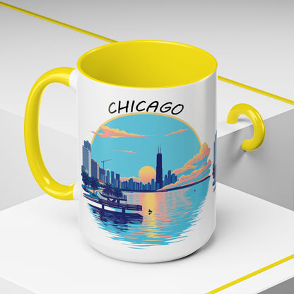 Retro Chicago Sunset Accent Coffee Mug