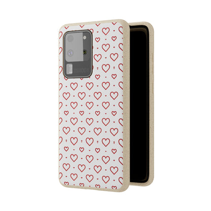 Red Hearts Print MagSafe Biodegradable Phone Case